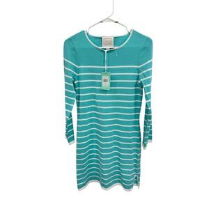 Sail to Sable Women's XS Striped‎ Sweater Dress Knee Length Blue Multicolor
